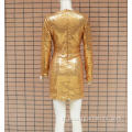 Femmes Sexy Gold Sequins Robes ajustées serrées